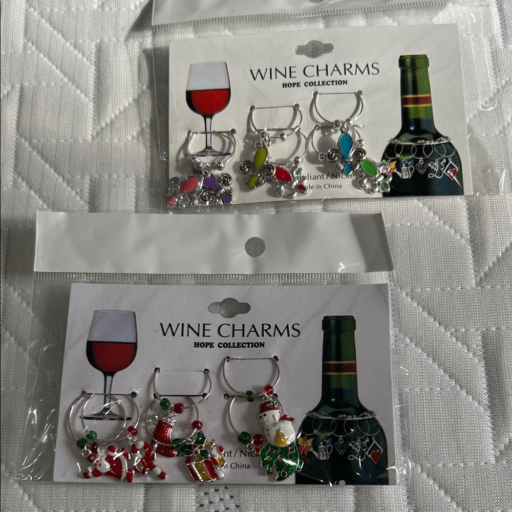 Wine Charms Set with Festive Designs